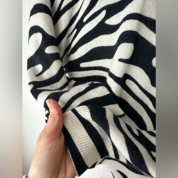 NWT Luxury Cashmere Charter Club Zebra Cashmere Sweater Crew Neck XS-S - Picture 6 of 7